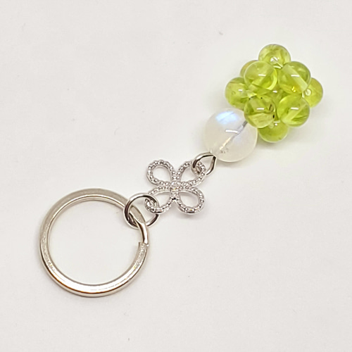 天然石＊ペリドット&ムーンストーン＊キーホルダー＊チャーム
