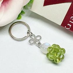天然石＊ペリドット&ムーンストーン＊キーホルダー＊チャーム