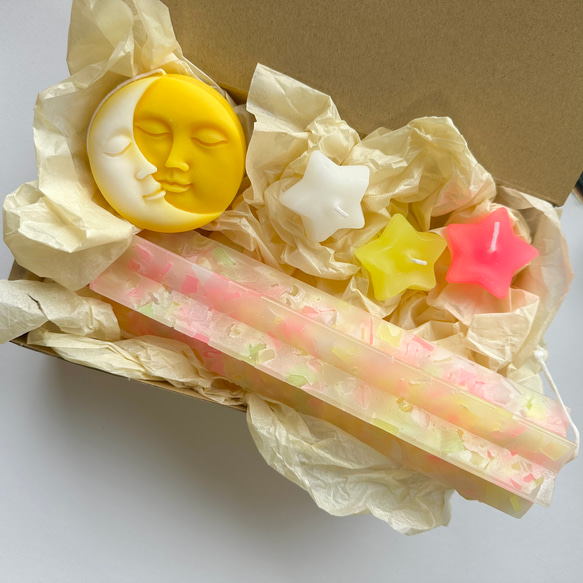 キャンドル3点セット】星型キャンドル×月と太陽×星の