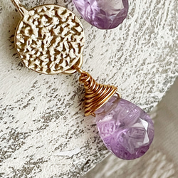 新作＊紫睡蓮の花びら　天然石アメジストの煌めくネックレス 3枚目の画像