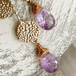 新作＊紫睡蓮の花びら　天然石アメジストの煌めくネックレス 5枚目の画像