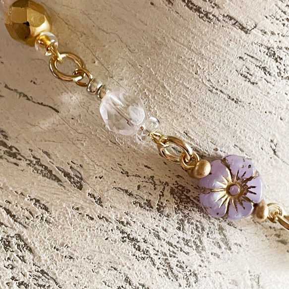 新作＊紫睡蓮の花びら　天然石アメジストの煌めくネックレス 10枚目の画像