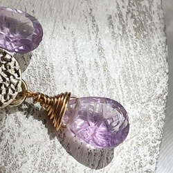 新作＊紫睡蓮の花びら　天然石アメジストの煌めくネックレス 17枚目の画像