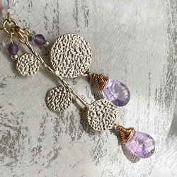 新作＊紫睡蓮の花びら　天然石アメジストの煌めくネックレス 16枚目の画像