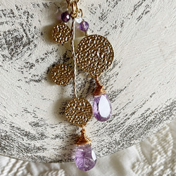 新作＊紫睡蓮の花びら　天然石アメジストの煌めくネックレス 18枚目の画像