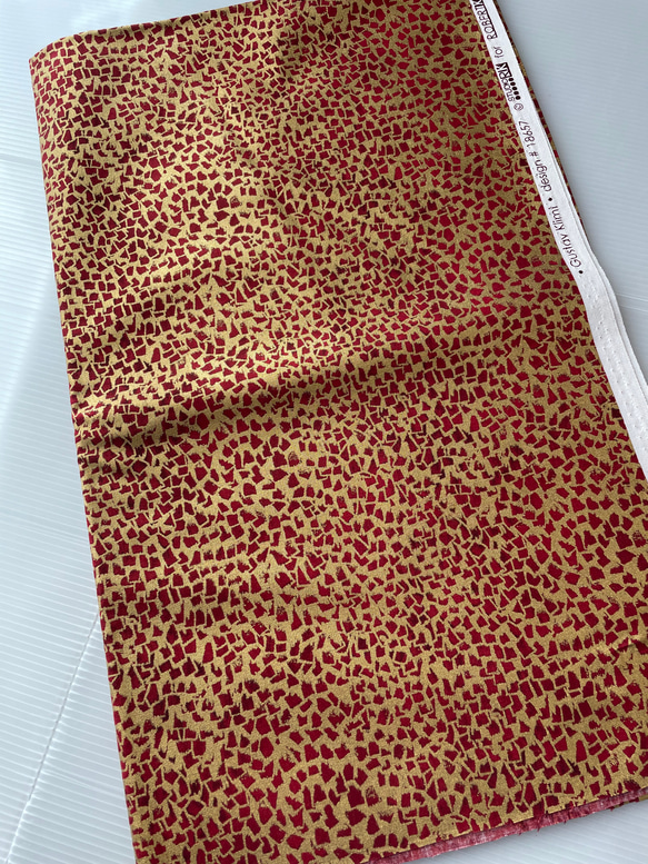 USA生地☆ロバートカフマン　"GUstav Klimt" クリムト　ゴールド赤 1枚目の画像