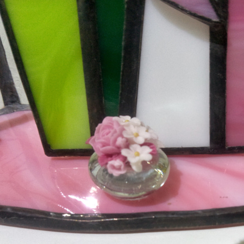 屏風・ぼんぼり・お花付き 立雛【ステンドグラス】ガラス ひな祭り