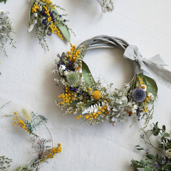 ミモザと北海道小花たちのハーフリース・くすみグレードライフラワーNO15 3枚目の画像