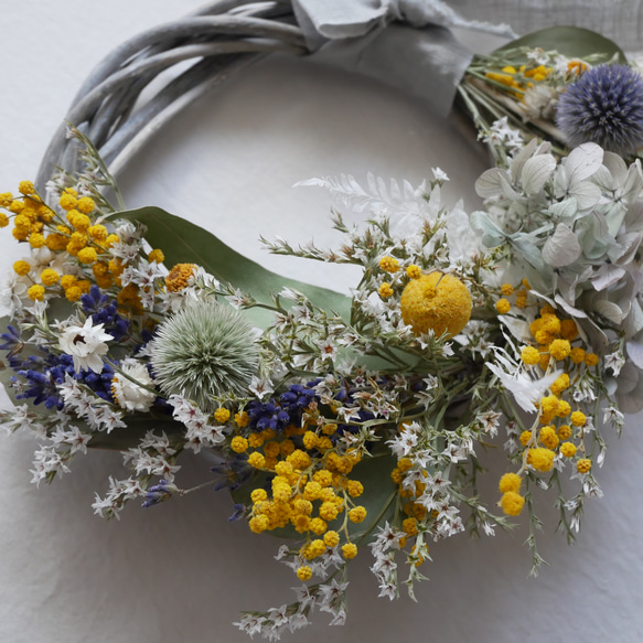 ミモザと北海道小花たちのハーフリース・くすみグレードライフラワーNO15 6枚目の画像