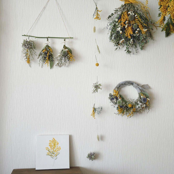 ミモザと北海道小花たちのハーフリース・くすみグレードライフラワーNO15 7枚目の画像