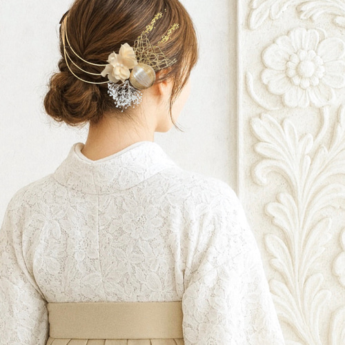 ダリア ベージュ 選べるタッセル 成人式 卒業式 結婚式 髪飾り ヘッド