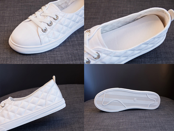 レディースシューズ　スニーカー　本革レザー　柔らかい　ハンドメイド　天然ゴム 普段　　履きやすい　ホワイト色SH112 9枚目の画像