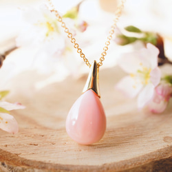 《 特集掲載品 》14kgf 桜の花びら ピンクコンクシェル・ロング・ネックレス（５０ｃｍ） 1枚目の画像