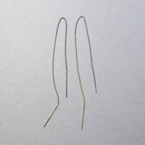 K18 & ステンレスピアス ~tiny chain pierce（受注制作）~ 5枚目の画像
