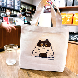 御飯糰の日常 賓士貓帆布袋 (午餐袋) 手工印製 第7張的照片