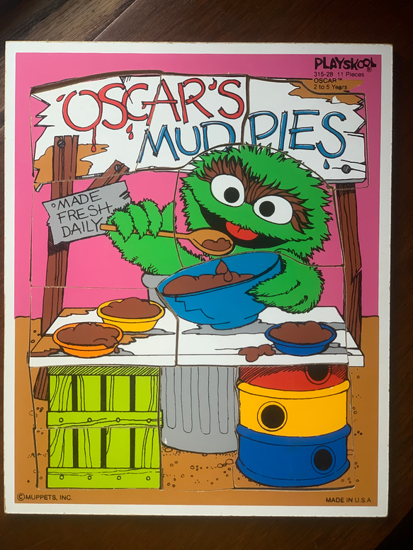 アメリカンビンテージ セサミストリート木製パズル1970年代 【オスカー