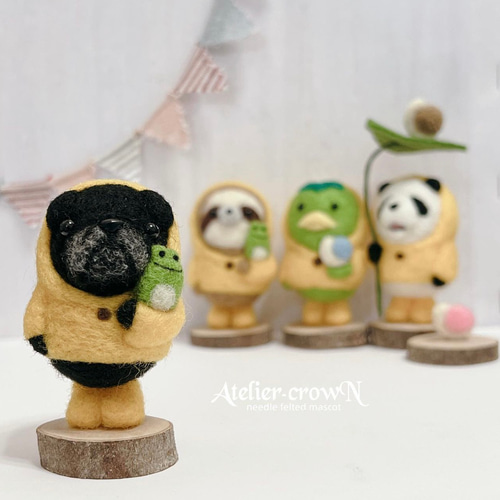 受注制作(雨の日シリーズ)カッパ、パンダ他 羊毛フェルト アトリエ