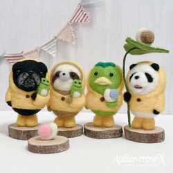 受注制作(雨の日シリーズ)カッパ、パンダ他 羊毛フェルト アトリエ