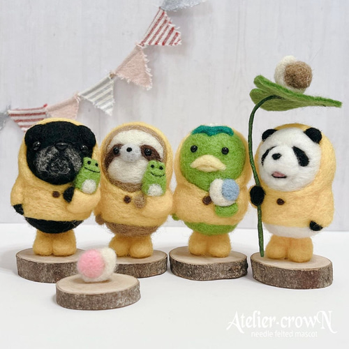 受注制作(雨の日シリーズ)カッパ、パンダ他 羊毛フェルト アトリエ