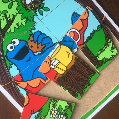アメリカンビンテージ セサミストリート木製パズル1970年代【クッキー