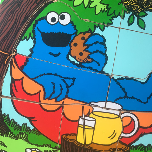 アメリカンビンテージ セサミストリート木製パズル1970年代【クッキー