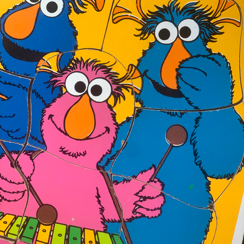 アメリカンビンテージ セサミストリート木製パズル1970年代【スリー