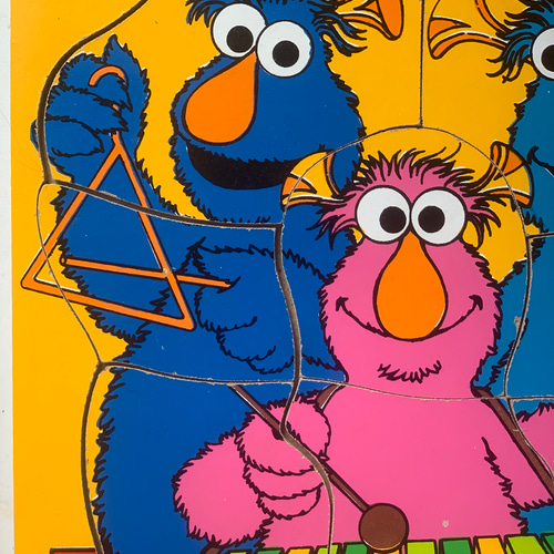 アメリカンビンテージ セサミストリート木製パズル1970年代【スリー