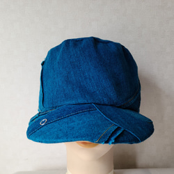 魅せる帽子☆ブルーに魅せられて♪リメイクキャップ 3枚目の画像