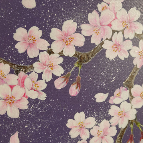 桜」六角形キャンバスSML三枚セット(紫) 絵画 atelier-kaza碧 通販
