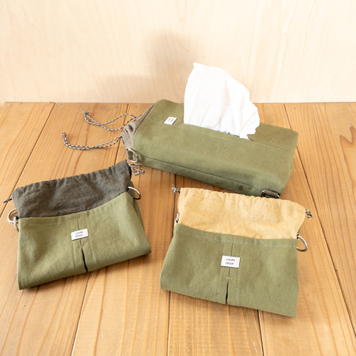 帆布のボックスティッシュカバー【抹茶】/ボックスティッシュケース