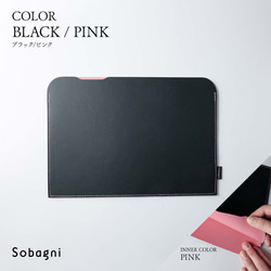 ★エシカルレザーSobagni(ソバニ)★文房具マニアも唸らせる滑らかな使用感★書類ケース★ピンク 1枚目の画像