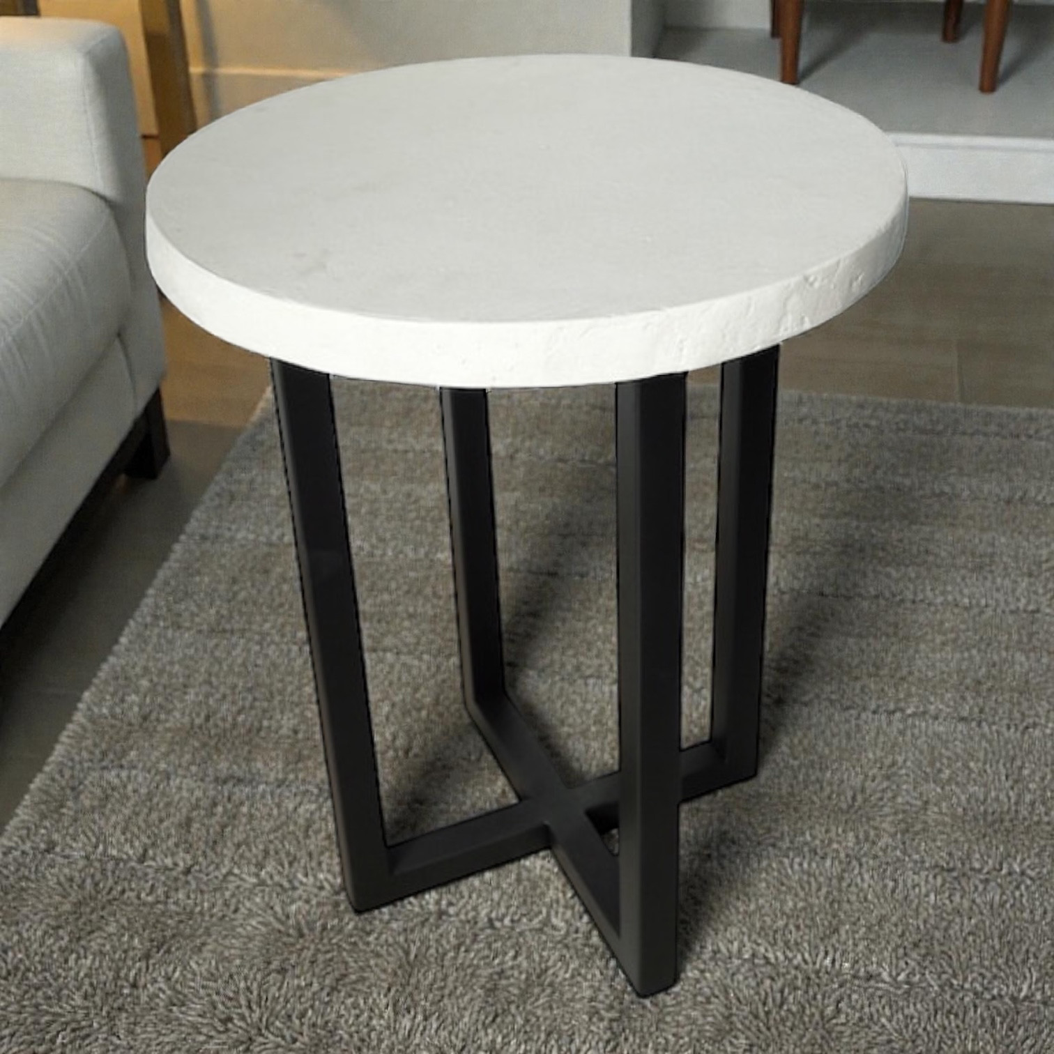 モルタル×アイアン丸型スツール