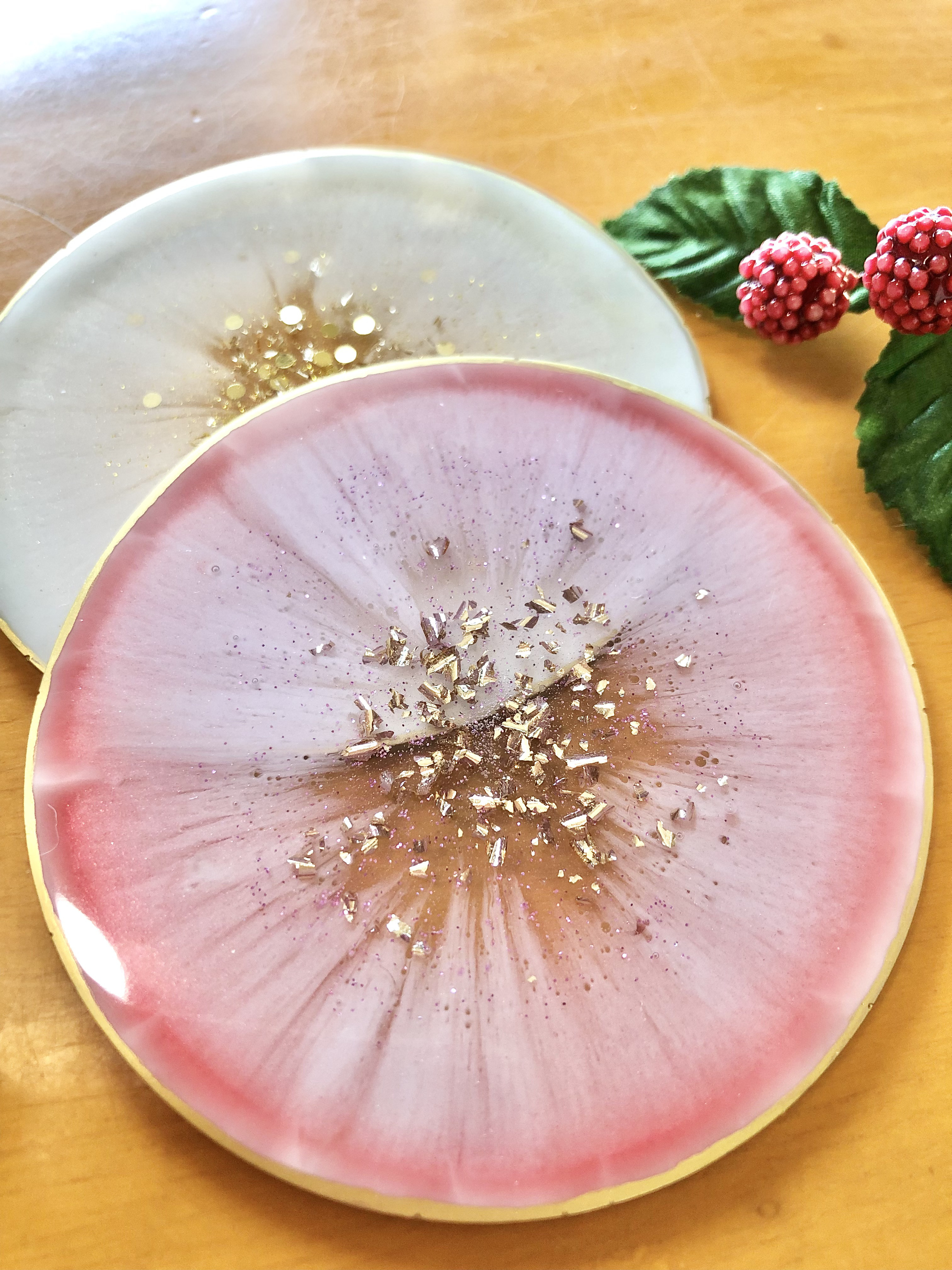 インテリア雑貨 ラメ入り コースター プレート 2枚組 アクセサリー