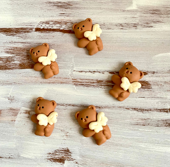 ʕ·ᴥ·ʔ可愛い 天使くまちゃんデコパーツ＊5個 ʚɞ デコパーツ チビくま