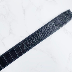 日本製　クロコダイル　マット仕上げ　３５㎜巾　上質　ベルト　真鍮磨き上げ金具　エキゾチックレザー 6枚目の画像
