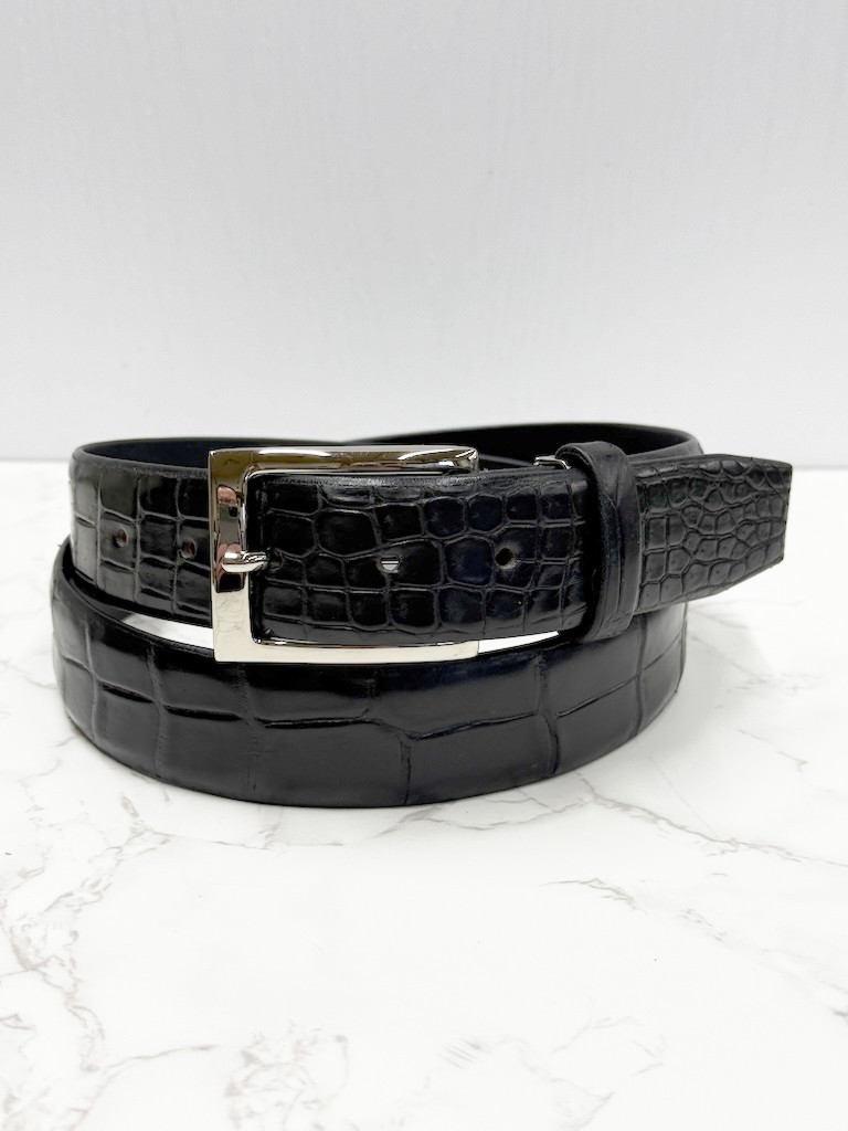 日本製　クロコダイル　マット仕上げ　３５㎜巾　上質　ベルト　ワニ革　フリーサイズ　エキゾチックレザー
