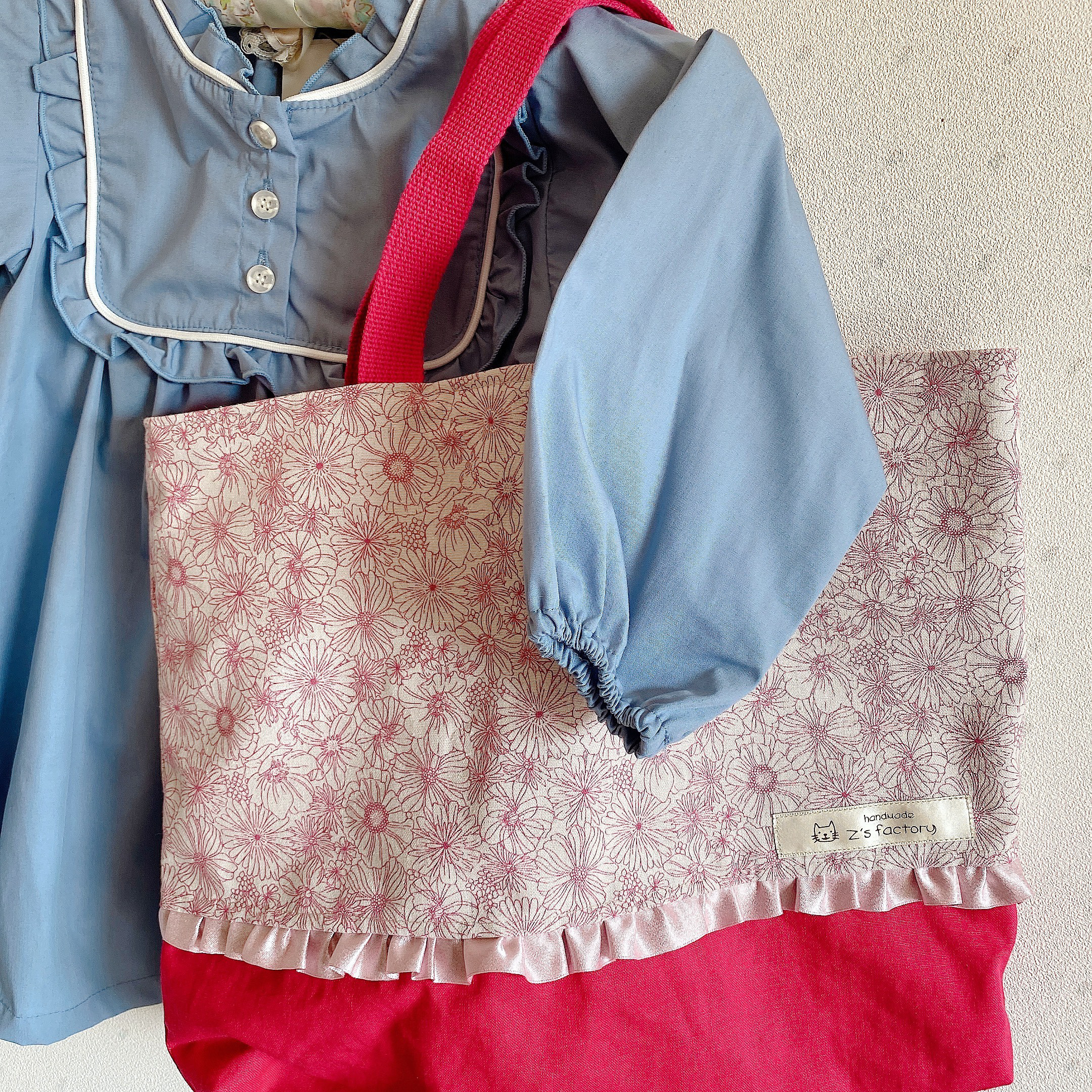 入園入学に　お花のレッスンバッグ&シューズケース(セット)