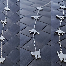 ΛΛ 4 consecutive cat Nyanparari pendant [Free shipping] 銀色吊墜，長度可 第13張的照片