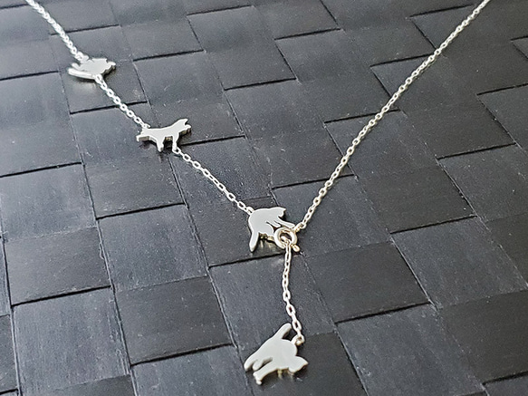 ΛΛ 4 consecutive cat Nyanparari pendant [Free shipping] 銀色吊墜，長度可 第10張的照片