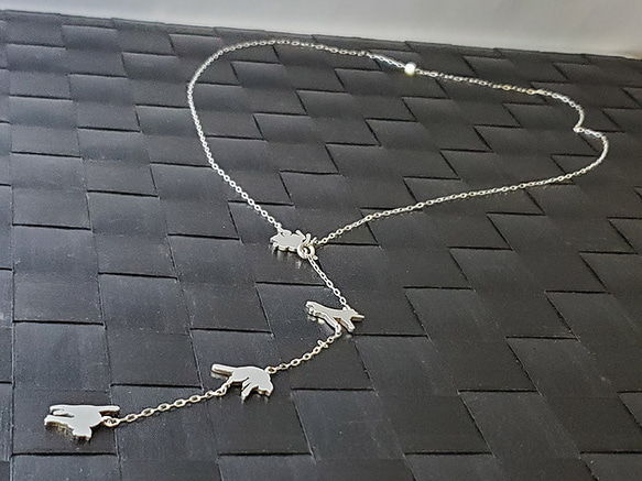 ΛΛ 4 consecutive cat Nyanparari pendant [Free shipping] 銀色吊墜，長度可 第11張的照片