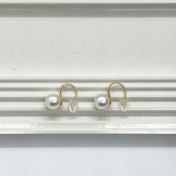 【定做】K18YG 單顆珍珠鉤形耳環 8-8.5mm Akoya 珍珠 18k 金 第4張的照片