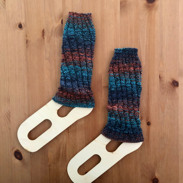 2way／伸縮性バツグンのスパイラル編み Opal毛糸のハンドウォーマー 