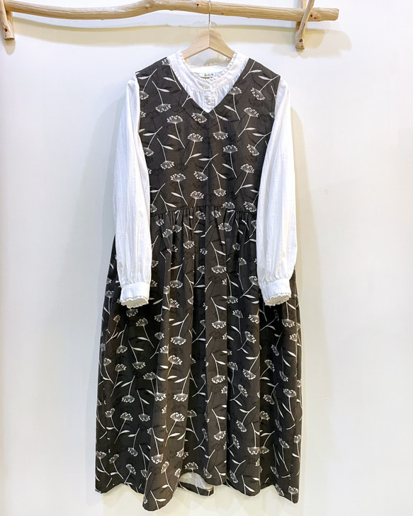 【森織海】日本印花棉日系V領背心洋裝四季款 第1張的照片