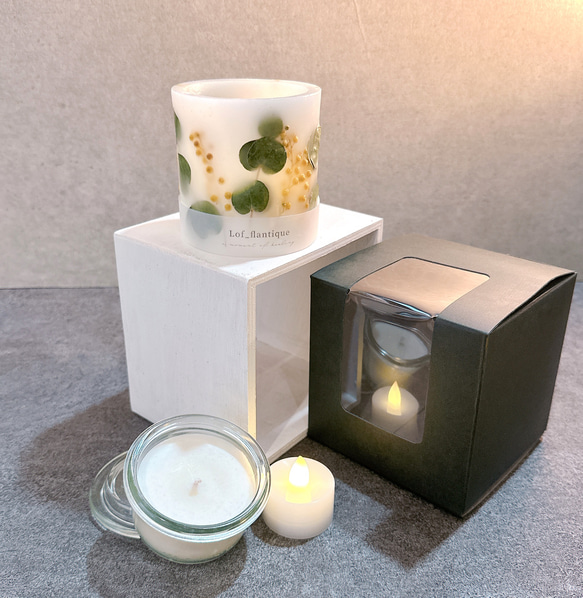 Botanical flower candle(ミモザ&ユーカリ) LEDティーライトキャンドル付き 送料無料 7枚目の画像