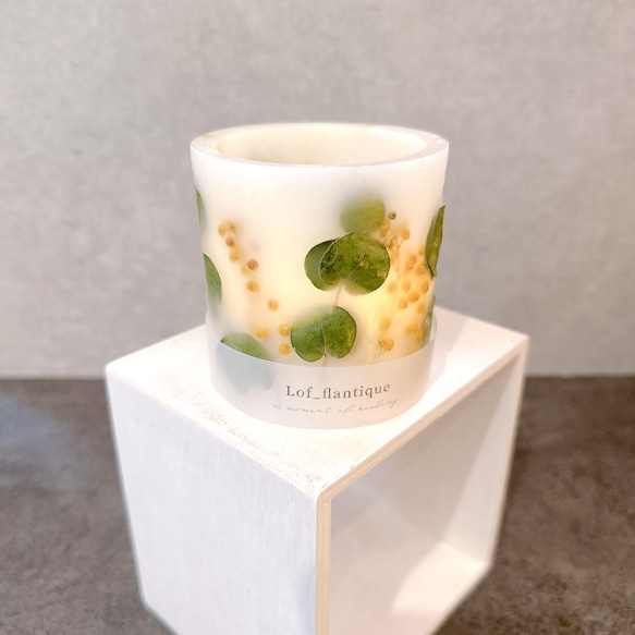 Botanical flower candle(ミモザ&ユーカリ) LEDティーライトキャンドル付き 送料無料 5枚目の画像