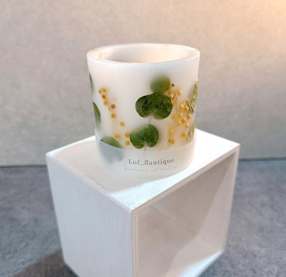 Botanical flower candle(ミモザ&ユーカリ) LEDティーライトキャンドル付き 送料無料 2枚目の画像