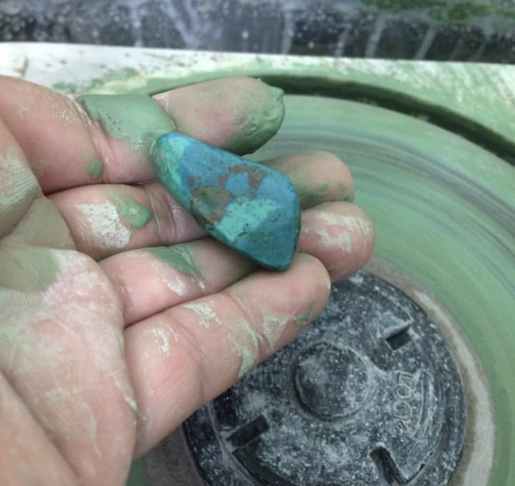 ペルー産　クリソコラ　原石と磨き石　3個セット