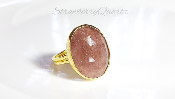 最新作☆『StrawberryQuartz』の世界でひとつの天然石リング 指輪  