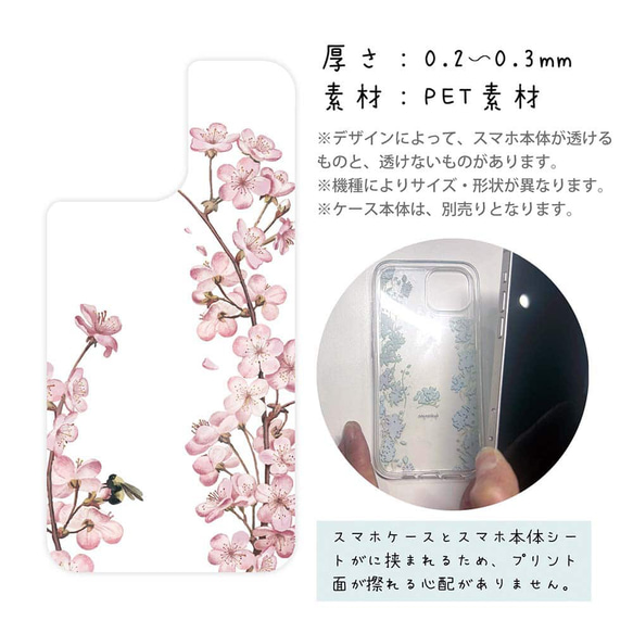 iPhone14/iPhone14Plus/[Inner Sheet/Design Sheet]櫻花花卉圖案 第3張的照片