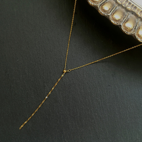 【GALLARDAGALANTE】　K10YG Y字スライドネックレス GALLARDAGALANTE】 K10YG Y字スライドネックレス スライドチェーンY字